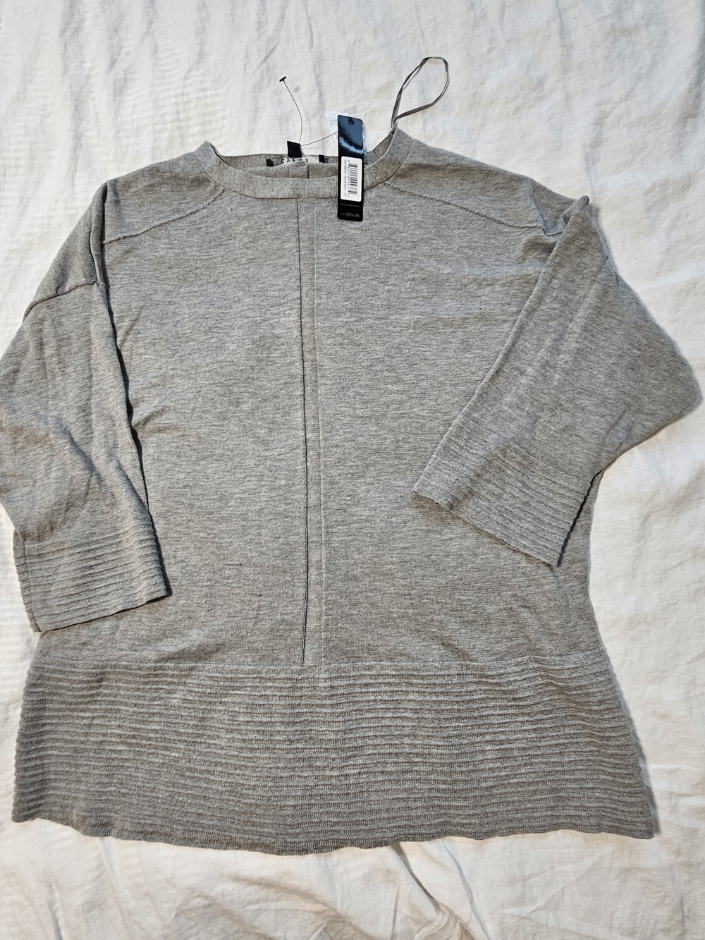 Cysus Grey Ribbed Hem Lightweight Sweater Size 1X